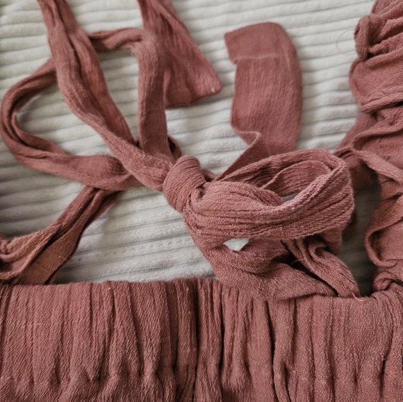 Blu Pepper Women's Ruffled Dress. Rust/Brown/orange. Size S - Picture 3 of 8